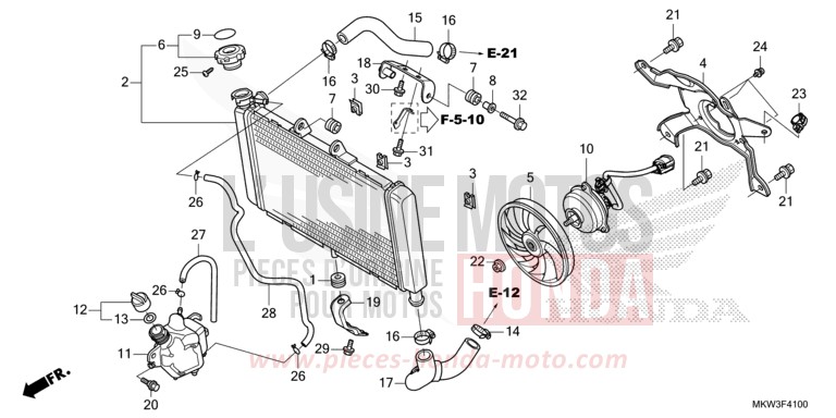 RADIATEUR von NC750X DCT MAT BALLISTIC BLACK METALLIC (NHA86) von 2021
